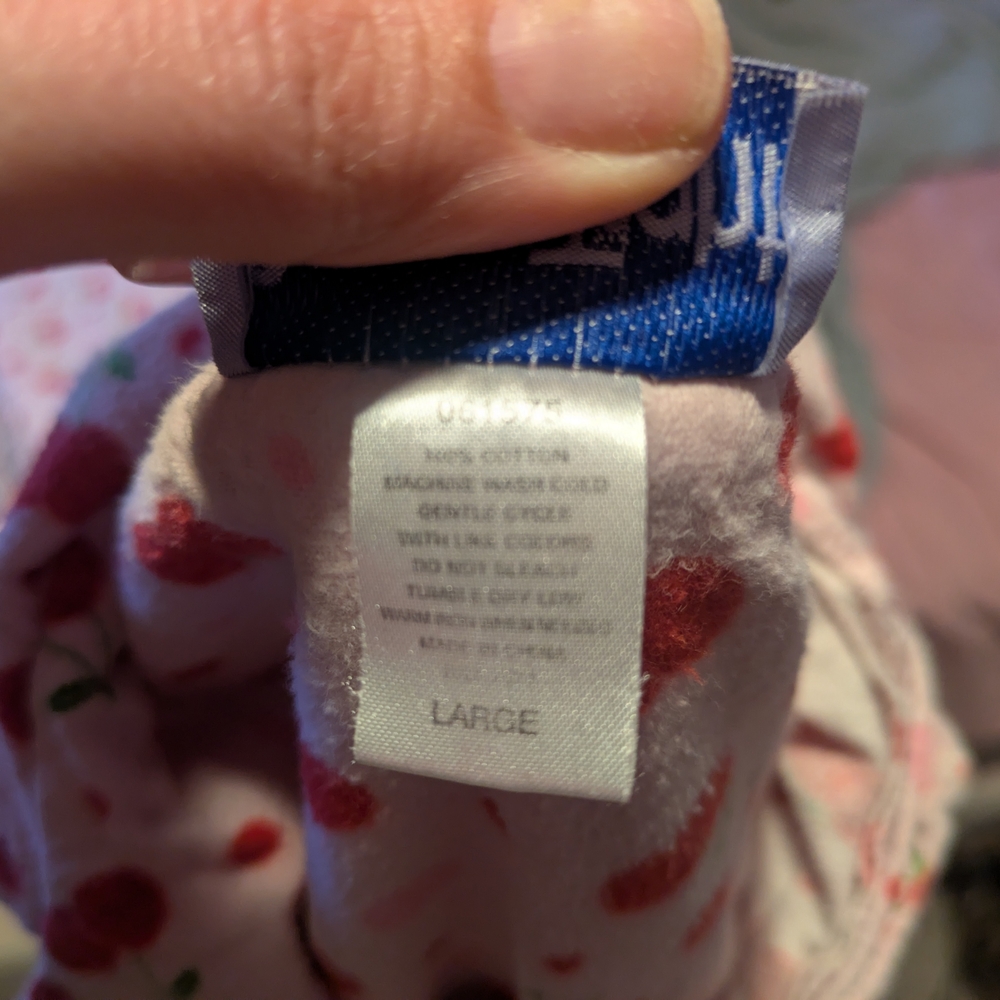 Pink Cherry Print 100% Cotton Pajamas Pants and Long Sleeve Top - Picture 5 of 7